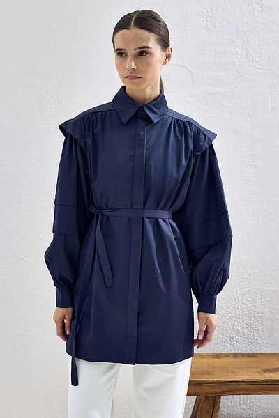 Hooopstore Cămașă OVERSIZE DETALIATĂ ALLER - ALBASTRU ÎNCHIS