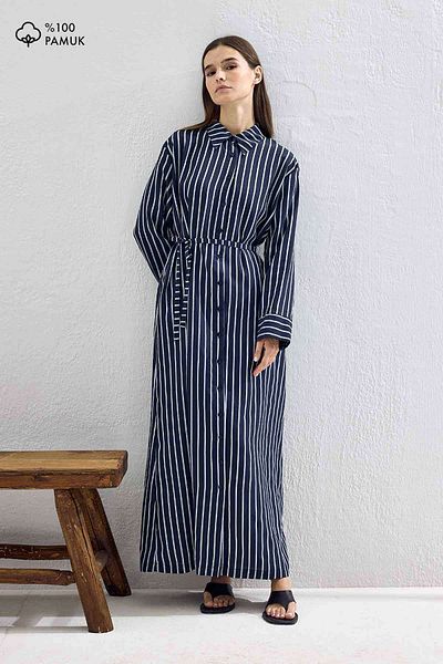 Hooopstore Φόρεμα Robi ριγέ Navy Blue Modal