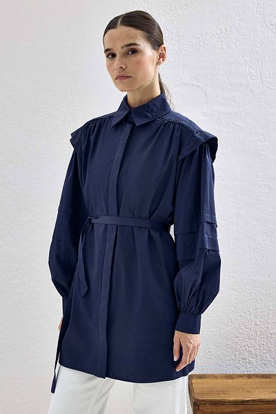 Hooopstore Cămașă OVERSIZE DETALIATĂ ALLER - ALBASTRU ÎNCHIS