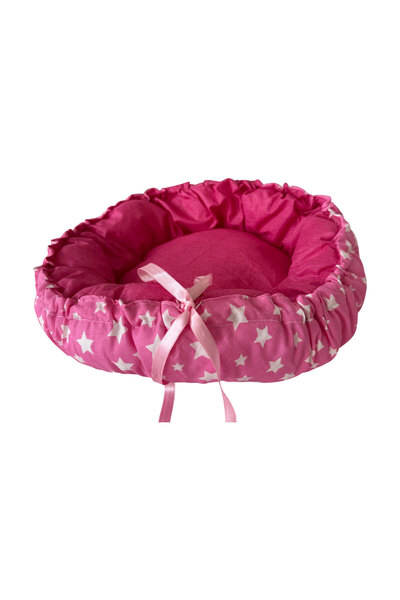 Maxi Pati Pembe Yıldız Desenli Kedi Ve Küçük Irk Köpek Yatağı 50 Cm | Yumuşak...