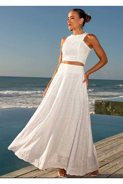 Kashaya Women's Imported Voile Brode Fabric Lace Detailed Skirt Buluz Suit