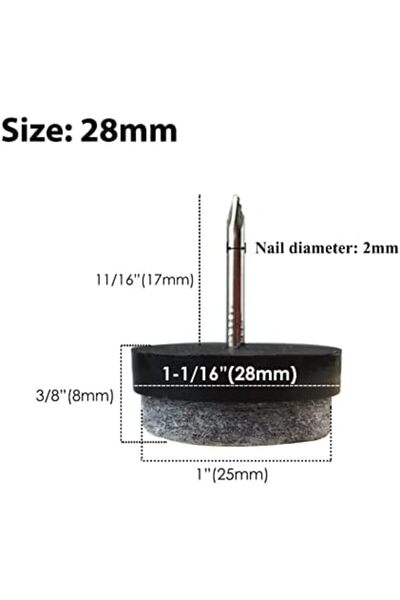 Generic Gutapo 40pcs Round Heavy Duty Nail-on Felt Pad for Furniture Chair Table Leg Feet Floor Protectors S