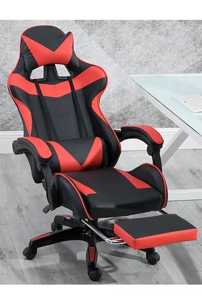 Cady One Gaming Chair Adjustable Computer Chair Back Lumbar Support Comfortable Armrest Headrest Red and Black