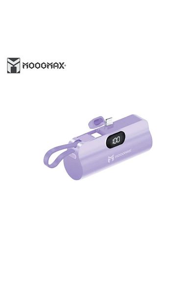 MOOGMAX Moog Max 5000mAh Power Bank, lipstick size, comes with 2 cables connected to the iPhone USB-C cable
