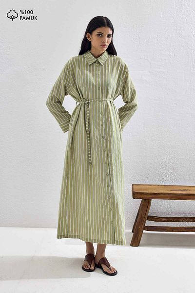 Hooopstore Robi Striped Çağla Modal Dress