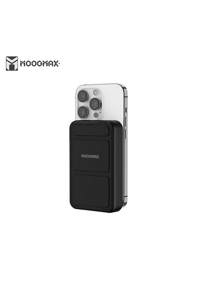 MOOGMAX Moog Max 10000mAh Wireless Power Bank, Silver, PD Charging Port with Phone Holder