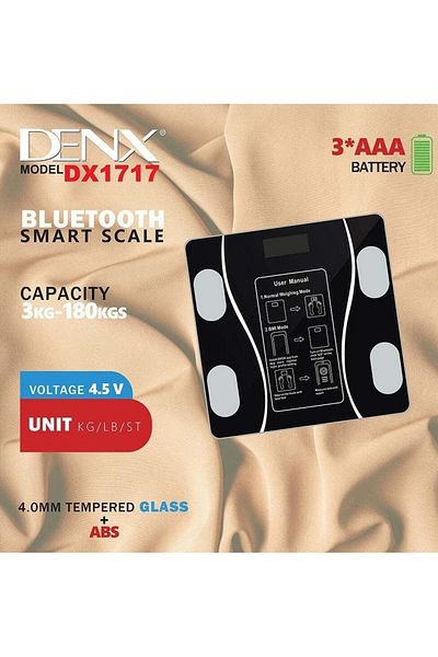 Denx الميزان الذكي لقياس الوزن حتى 180 كيلوجرام مع قياس العضلات وكتلة الجسم من