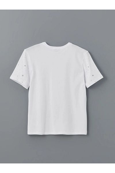 LC Waikiki Γυναικείο T-Shirt με λαιμόκοψη με πέτρες