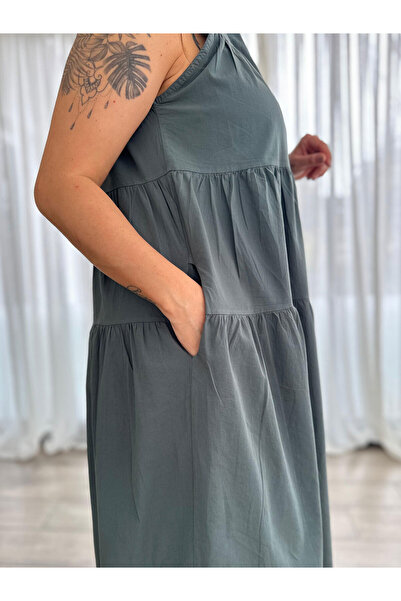 Suziş HAKİM YAKA KATLI MAXİ BOY GÖMLEK ELBİSE 1638