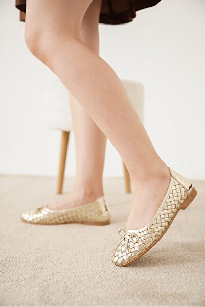 luuq shoes Γυναικείες μπαλαρίνες TWİS από γνήσιο δέρμα με λεπτομέρεια πλεξούδας και φιόγκο