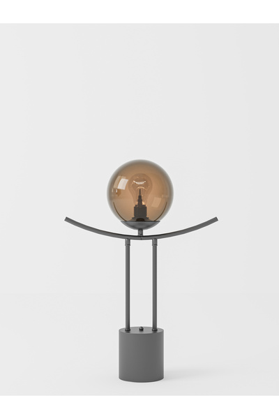 avizade Lal Modern Black Body Honey Glass Globe Table Lamp - Stylish and Minimalist Design