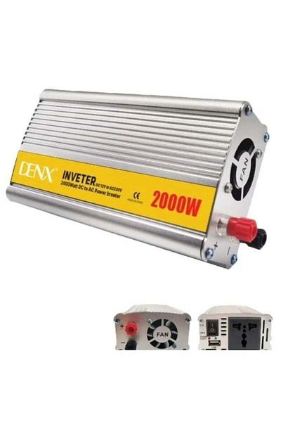 Denx محول طاقة للسيارة DX129 بقوة 2000 واط من 12 فولت إلى 220 فولت مع منفذ USB وشاحن سريع