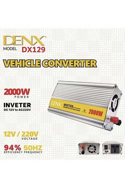Denx محول طاقة للسيارات مع منفذ USB وشاحن سريع 2000 واط من 12 فولت إلى 220 فولت