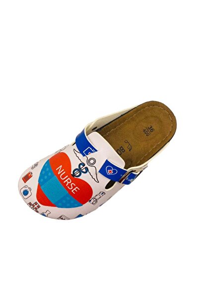 TECOS Sanitary clogs for women, TECOS, medical print, white, size 40, 27 centimeters