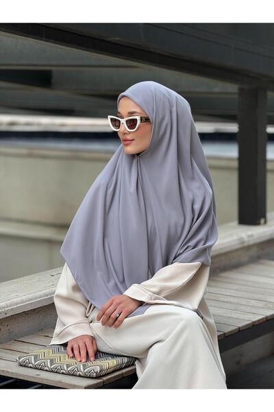Ahivera Gri Medine İpeği Büyük Boy Eşarp 130*130