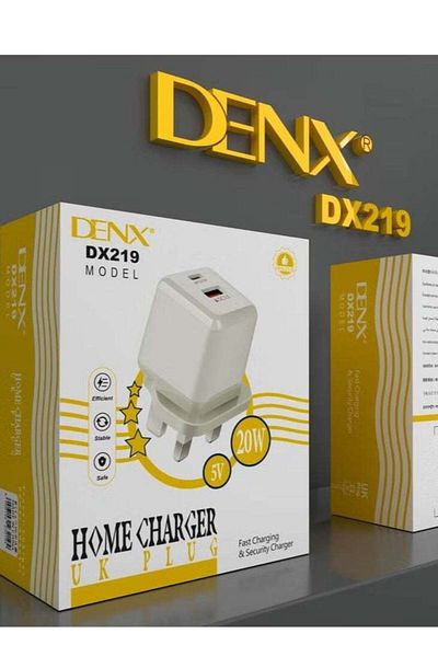 Denx محول طاقة USB C ثلاثي الدبابيس بقوة 20 وات، أبيض