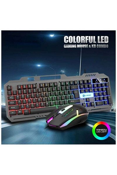 Denx مجموعة لوحة مفاتيح وماوس ألعاب سلكية بإضاءة خلفية RGB - DX1795