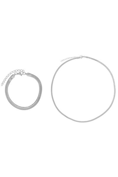 Heideman Schmuckset Herren Mit Halskette Und Armband Set Dean Silberfarben Poliert Basic