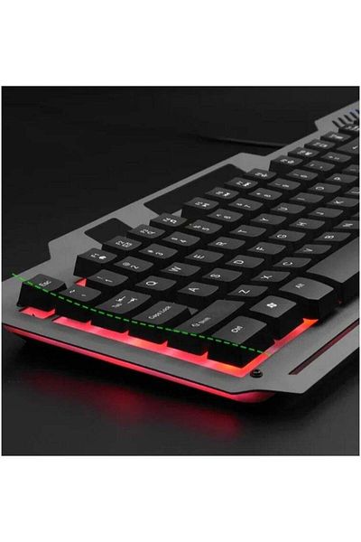 Denx مجموعة لوحة مفاتيح وماوس ألعاب سلكية بإضاءة خلفية RGB - DX1795