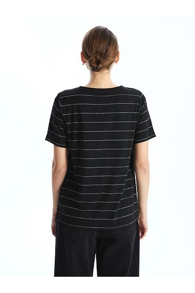 LC Waikiki Tricou cu dungi pentru damă cu decolteu în V