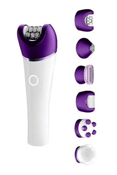 Denx ماكينة إزالة الشعر اللاسلكية القابلة لإعادة الشحن 6 في 1 للنساء مع سرعة مزدوجة وضوء LED لإزالة الجلد الميت