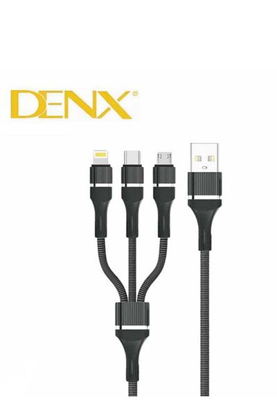 Denx كابل 3 في 1 للشحن السريع ونقل البيانات 1.2 سم