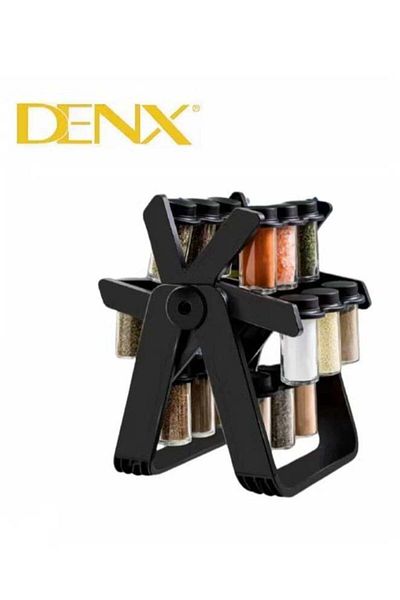 Denx منظم وحافظة للتوابل والبهارات على شكل عجلة دوارة تحتوي على 18 حاوية