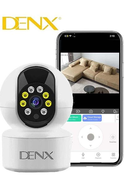 Denx كاميرا مراقبة عالية الدقة بدقة 3.0 ميجا بكسل، تتميز برؤية ليلية ملونة، وعرض بزاوية 340 درجة