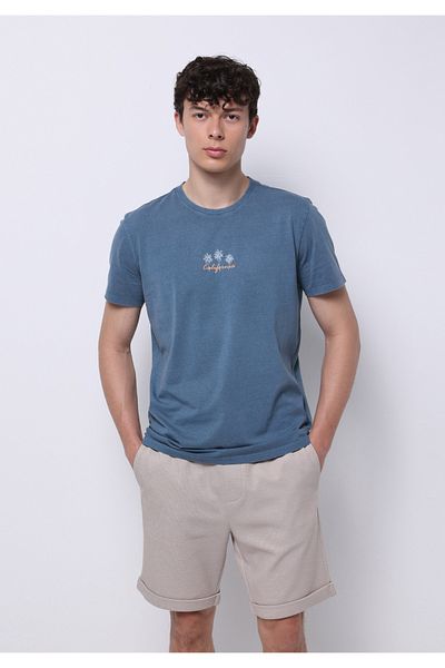 Colin's Regular Fit Round Neck Solid Men's Blue Short Sleeve T-Shirt