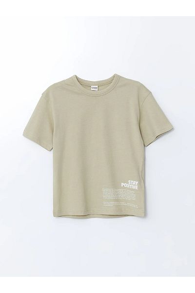 LC Waikiki Tricou pentru băiat cu decolteu cu litere imprimate