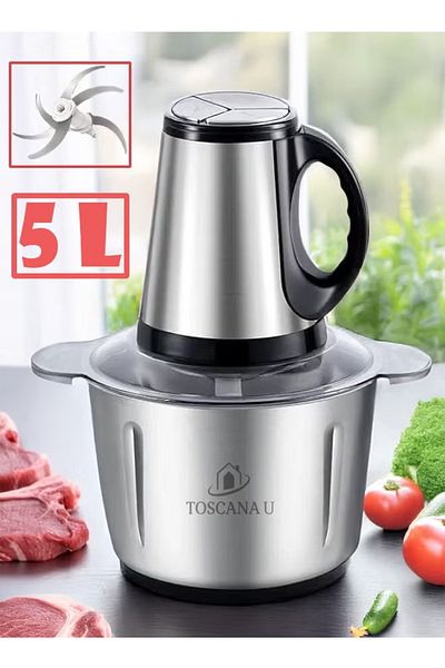 TOSCANA U 5L Stainless Steel Electric Meat Grinder and Vegetable Chopper