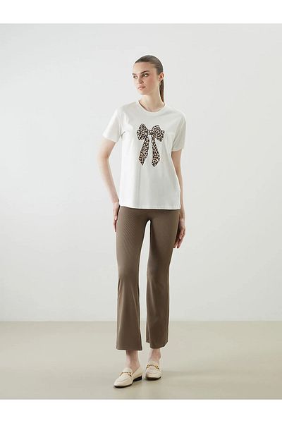 LC Waikiki Crew Neck Ribbon Printed Women's T-Shirt