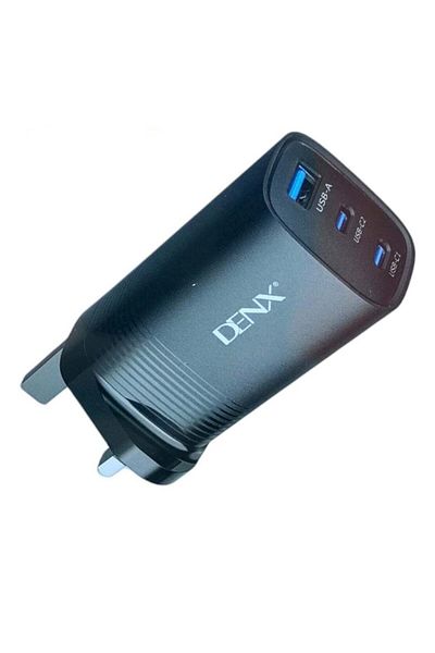 Denx شاحن حائط 67 وات - 3 منافذ، 2 PD و 1 USB - أسود