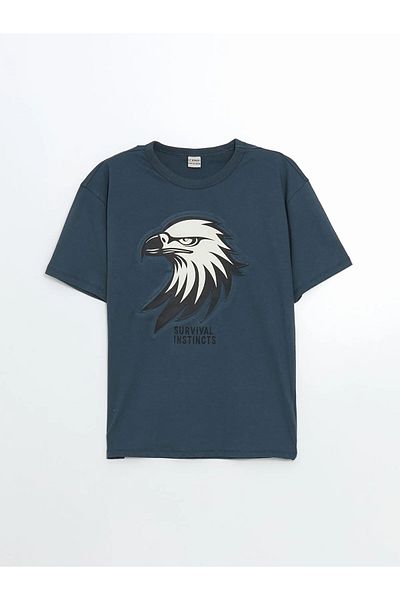 LC Waikiki Tricou pentru băiat din bumbac pieptănat cu decolteu