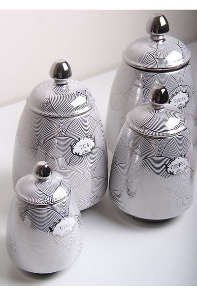 Generic Set of jars for storing spices, seasonings, tea, and sugar