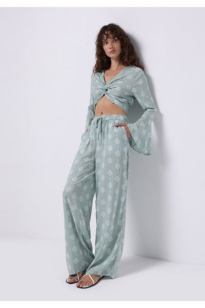 Colin's Regular Fit High Waist Wide Leg Women's Green Trousers