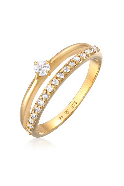 ELLI Ring Ladies Engagement Ring Solitaire Sparkling With Zirconia Crystals In 925 Sterling Silver