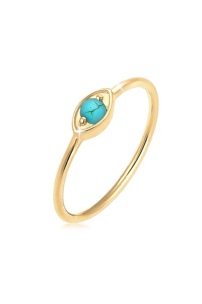 ELLI Ring Ladies Evil Eye Talisman With Howlite In 925 Sterling Silver Gold Plated