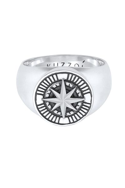KUZZOI Ring Herren Siegelring Kompass Vintage aus 925 Sterling Silber