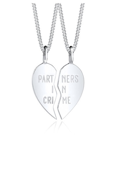 ELLI Halskette Herz Anhänger Wortlaut Minimal Basic in 925 Sterling Silber