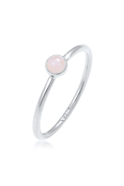 ELLI Ring Damen Stack Basic Minimal mit Rosenquarz in 925 Sterling Silber vergoldet