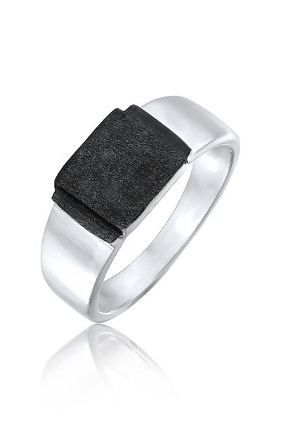KUZZOI Ring Herren Siegelring Quadrat Matt aus 925 Sterling Silber Oxidiert