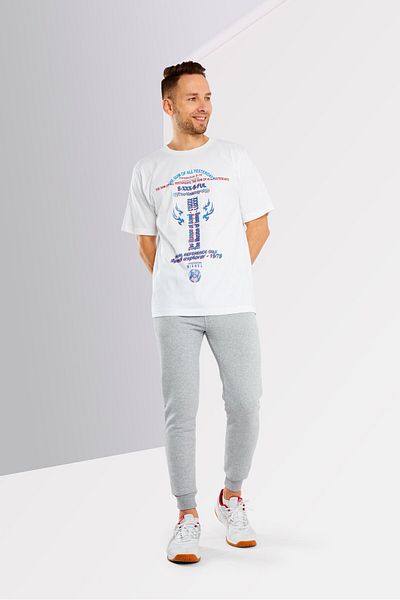 Diesel Men Crew Neck Short Sleeve Graphic Print T Shirt, White/blue Combo