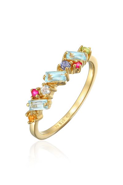 ELLI Ring Premium Ring Ladies Multicolour Glamorous With Peridot, Topaz And Moonstone In 925 Sterlin