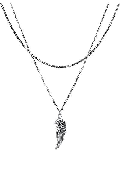 KUZZOI Halskette Herren Flügel Anhänger Lagenkordel Aus 925 Sterling Silber