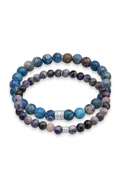 KUZZOI Stříbrný pásek na ruku 925 - Achat Edelstein Perlen Beaded