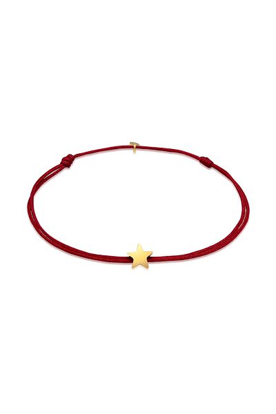 ELLI Armband Damen Stern Symbol Astro mit Nylon dunkelrot in 925 Sterling Silber vergoldet