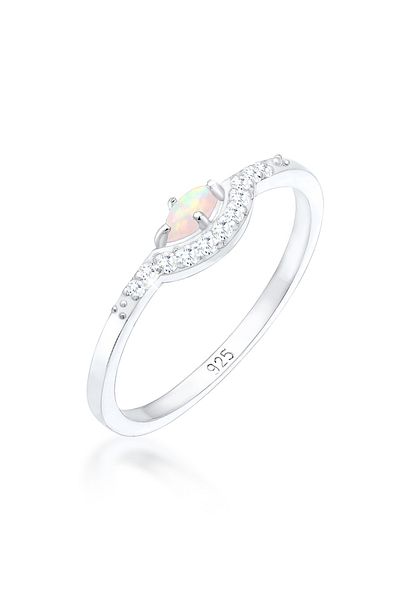 ELLI Inel de damă vintage prețios cu zirconiu și opal marchiză din argint 925