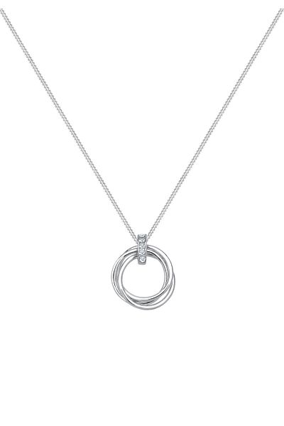 ELLI Náhrdelník dámský kruhový přívěsek Trio s diamantem (0,025 CT.) ze stříbra 925