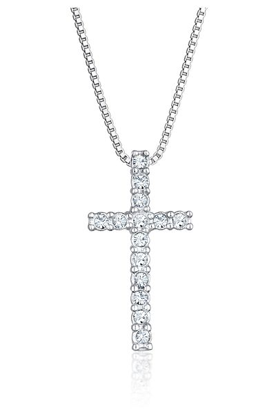 KUZZOI Necklace Men's Cross Pendant Religion With Crystals In 925 Sterling Silver